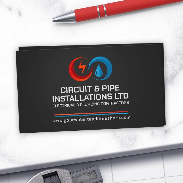 Professional Electrical & Plumbing Contractor  Business Card (Creator Uploaded)