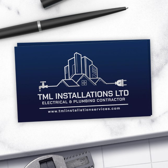 Professional Electrical & Plumbing Contractor  Business Card (Creator Uploaded)