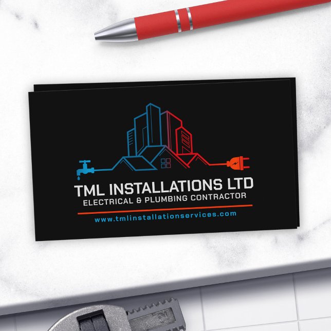 Professional Electrical & Plumbing Contractor  Business Card (Creator Uploaded)