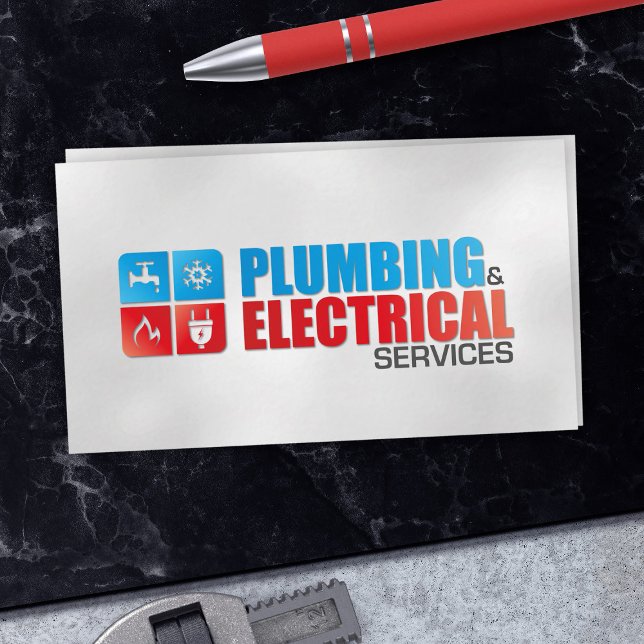 Professional Electrical & Plumbing Contractor  Business Card (Creator Uploaded)