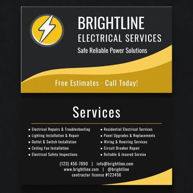 Professional Electrician Company Business Card (Creator Uploaded)