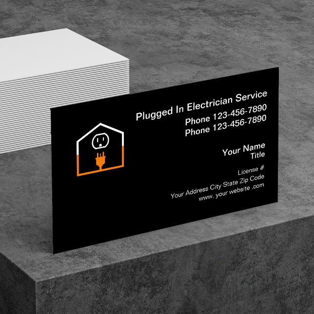 Professional Electrician Contractor Logo Template Business Card (Creator Uploaded)