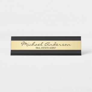 Professional Elegant Black and Gold Desk Name Plate