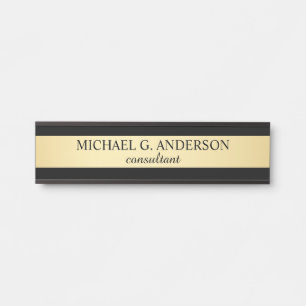 Professional Elegant Black and Gold Door Sign