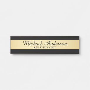 Professional Elegant Black and Gold Door Sign