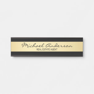 Professional Elegant Black and Gold Door Sign