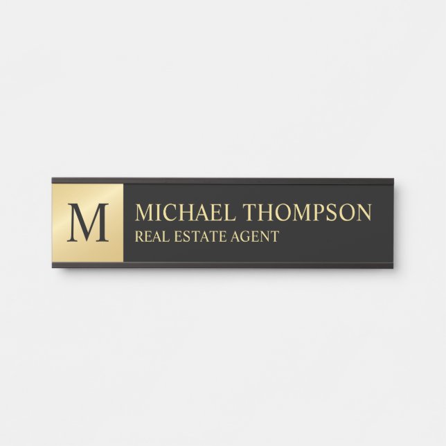 Professional Elegant Black and Gold Door Sign (Front)
