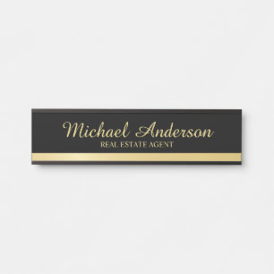 Professional Elegant Black and Gold Door Sign