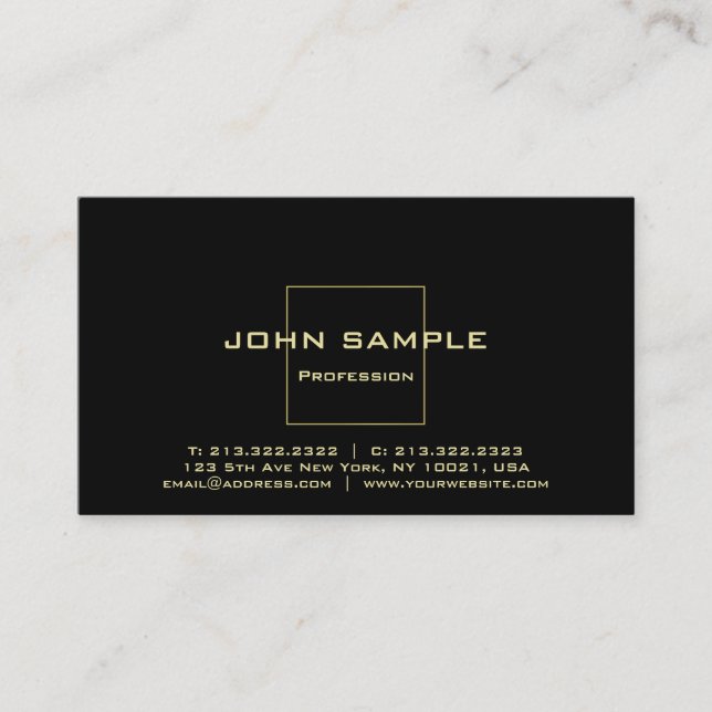 Professional Elegant Black and Gold Gloss Modern Business Card (Front)