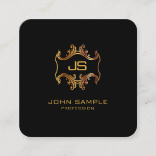 Professional Elegant Black and Gold Modern Rounded Square Business Card