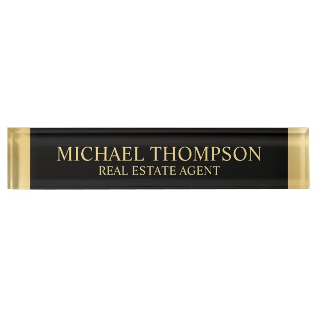 Professional Elegant Black and Gold Nameplate (Front)