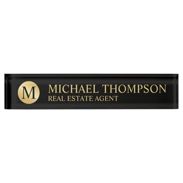 Professional Elegant Black and Gold Nameplate (Front)