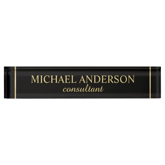 Professional Elegant Black and Gold Nameplate (Front)