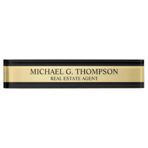Professional Elegant Black and Gold Nameplate