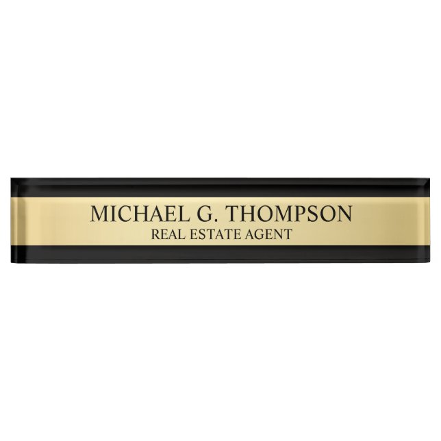 Professional Elegant Black and Gold Nameplate (Front)