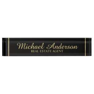 Professional Elegant Black and Gold Nameplate