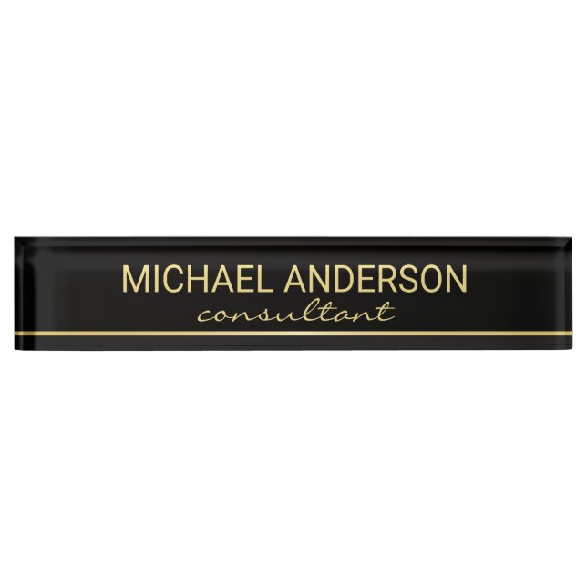 Professional Elegant Black and Gold Nameplate (Front)