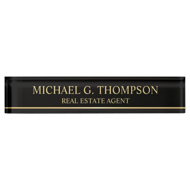Professional Elegant Black and Gold Nameplate (Front)