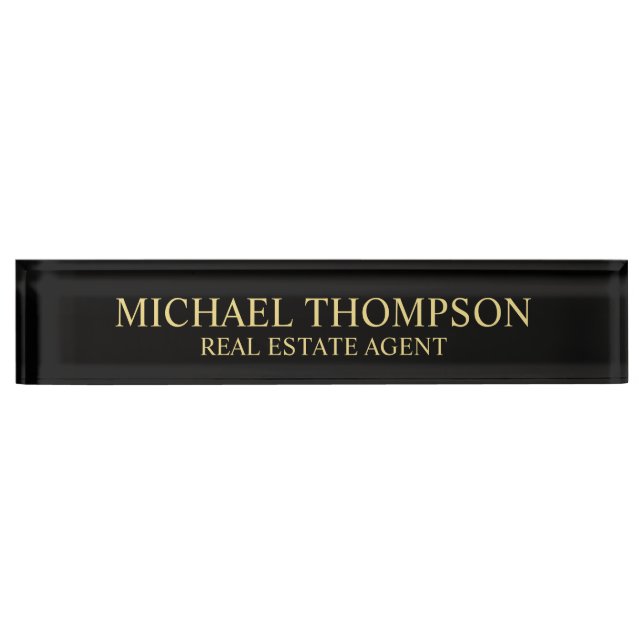 Professional Elegant Black and Gold Nameplate (Front)