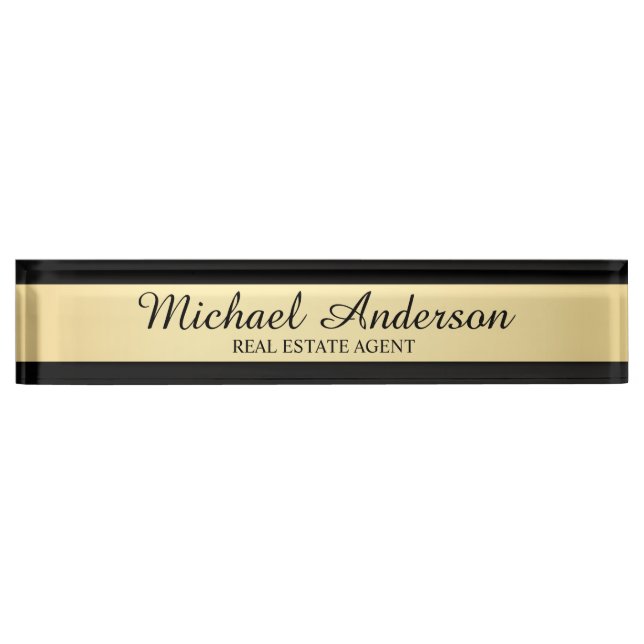 Professional Elegant Black and Gold Nameplate (Front)