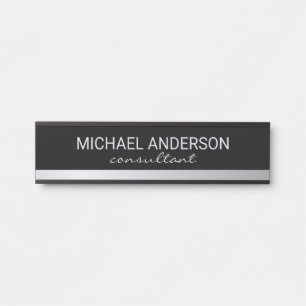 Professional Elegant Black and Silver Door Sign