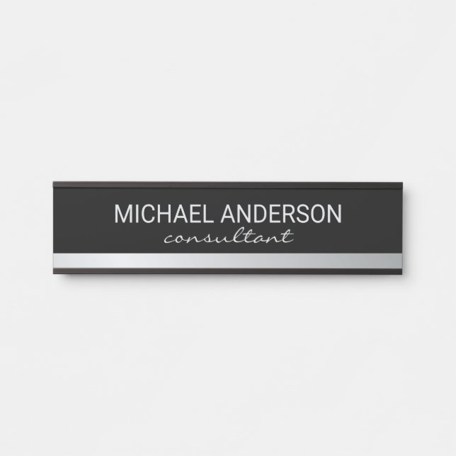 Professional Elegant Black and Silver Door Sign (Front)