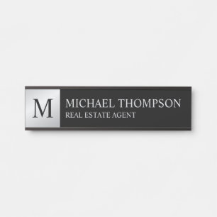 Professional Elegant Black and Silver Door Sign