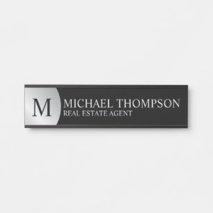 Professional Elegant Black and Silver Door Sign