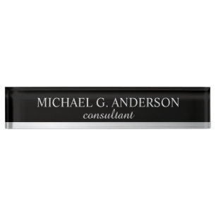 Professional Elegant Black and Silver Nameplate
