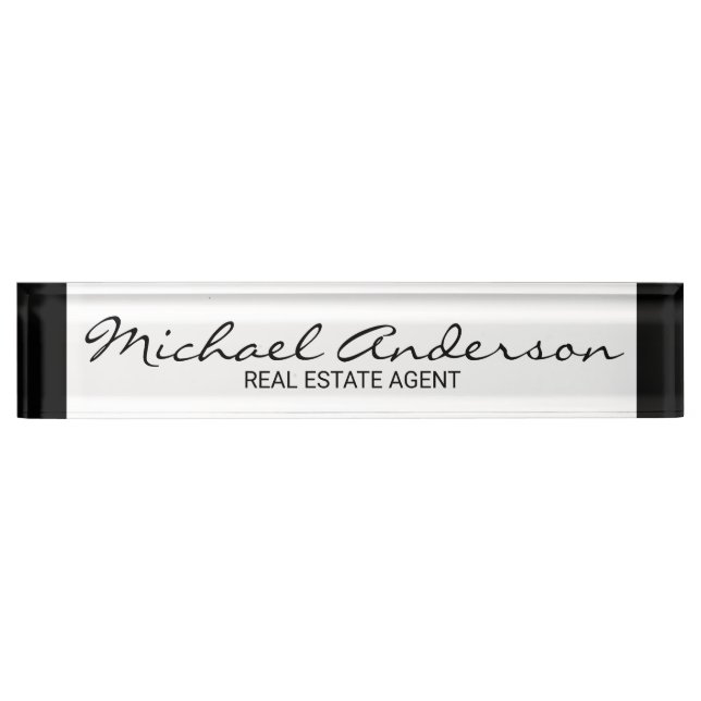 Professional Elegant Black and White Nameplate (Front)