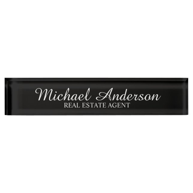 Professional Elegant Black and White Nameplate (Front)