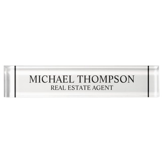 Professional Elegant Black and White Nameplate (Front)