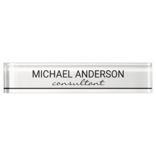 Professional Elegant Black and White Nameplate
