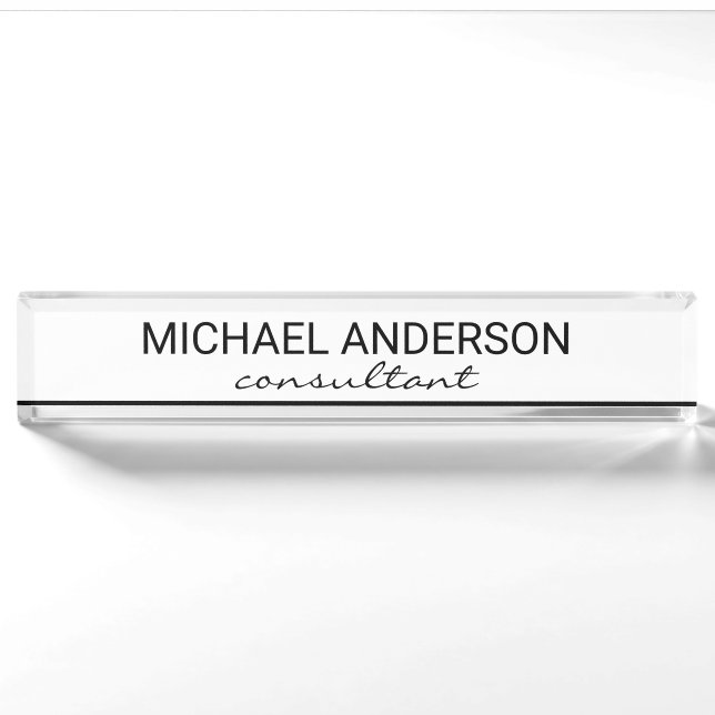 Professional Elegant Black and White Nameplate (Front)