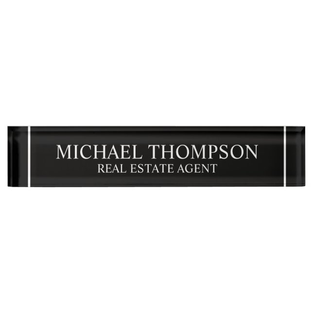 Professional Elegant Black and White Nameplate (Front)