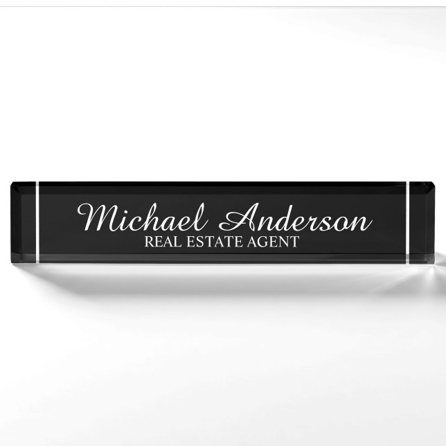 Professional Elegant Black and White Nameplate (Front)