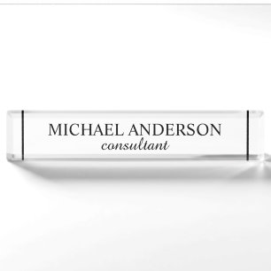 Professional Elegant Black and White Nameplate