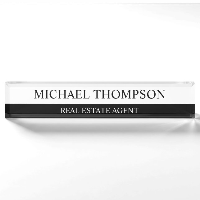 Professional Elegant Black and White Nameplate (Front)