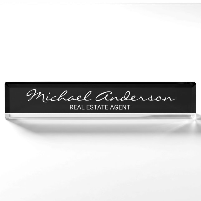 Professional Elegant Black and White Nameplate (Front)