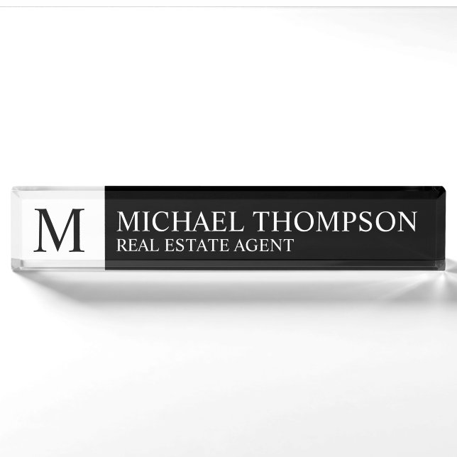 Professional Elegant Black and White Nameplate (Front)