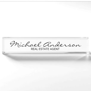 Professional Elegant Black and White Nameplate