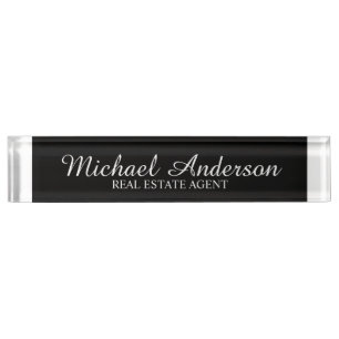 Professional Elegant Black and White Nameplate