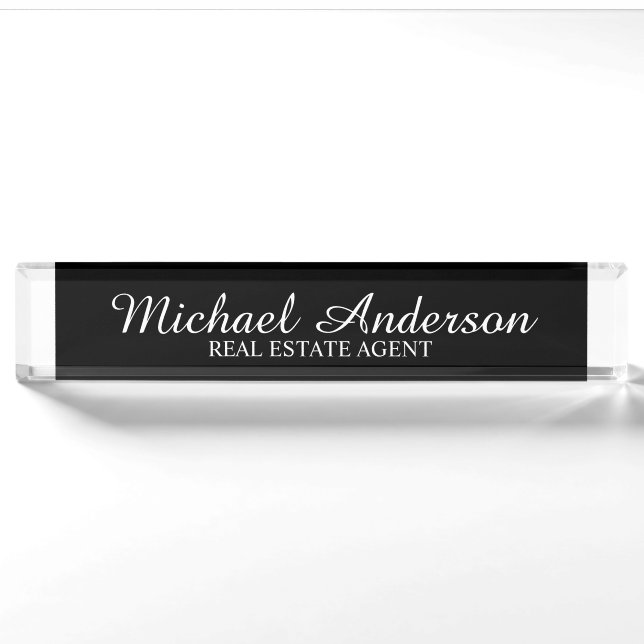 Professional Elegant Black and White Nameplate (Front)