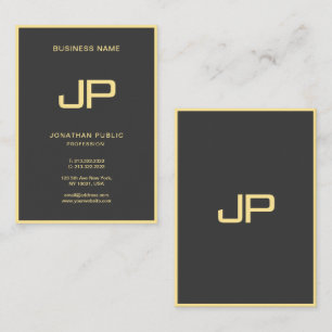 Professional Elegant Black & Gold Monogram Initial Business Card