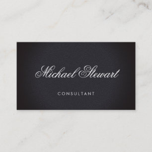 Professional Elegant Black Leather with Fancy Text Business Card