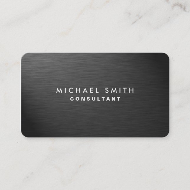 Professional Elegant Black Modern Plain Metal Business Card (Front)