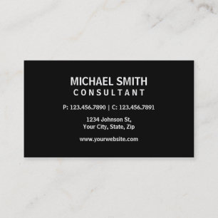 Professional Elegant Black Plain Simple Modern Business Card