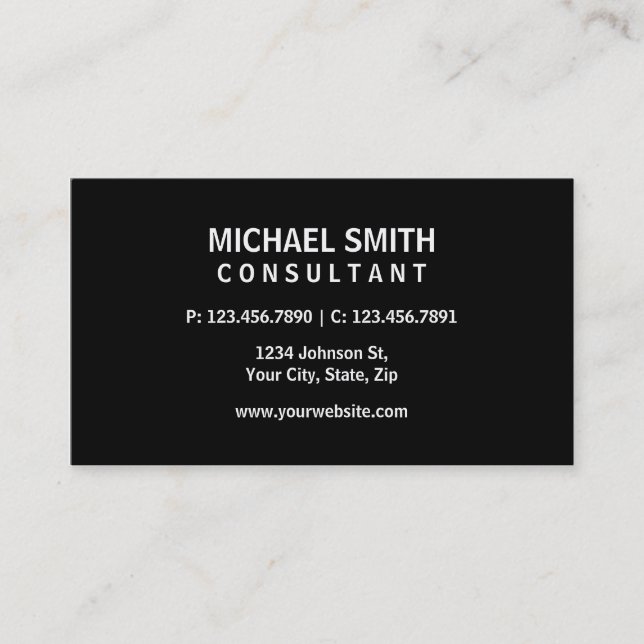 Professional Elegant Black Plain Simple Modern Business Card (Front)