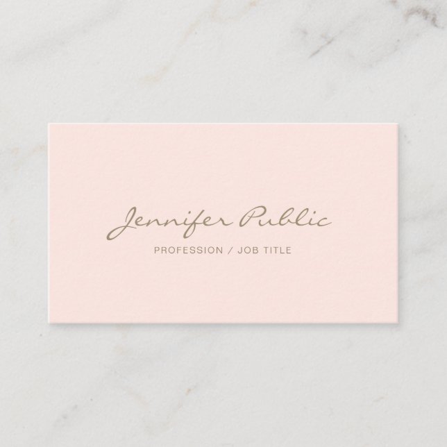 Professional Elegant Blush Pink Simple Chic Plain Business Card (Front)