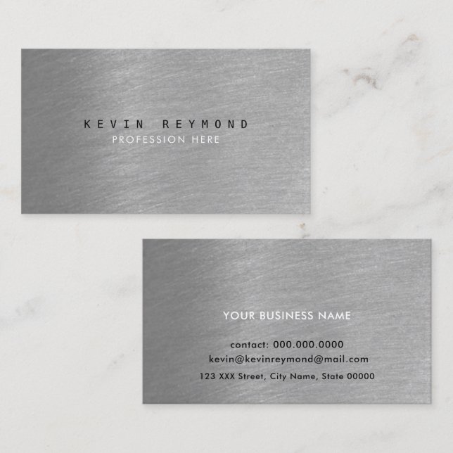 professional elegant brushed steel grey business card (Front/Back)